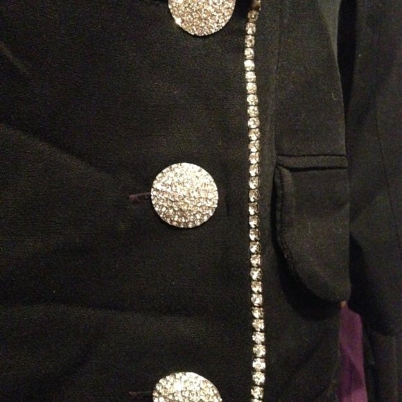 Black Solini Rhinestone-Trimmed Black Jacket - Picture 8 of 9